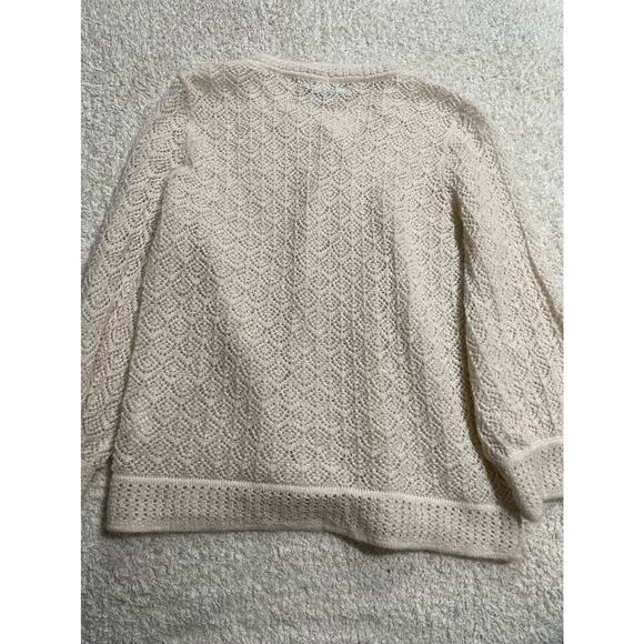 Jones New York Wool Mohair Blend Cardigan Sweater Womens Large Open Knit Ivory - Picture 7 of 10